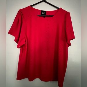 NWT. Dressy red top with flutter sleeves. W5 brand. Size XL